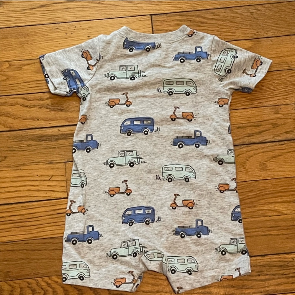 Garanimals Gray Romper with Blue and Green Vehicles - Picture 6 of 6